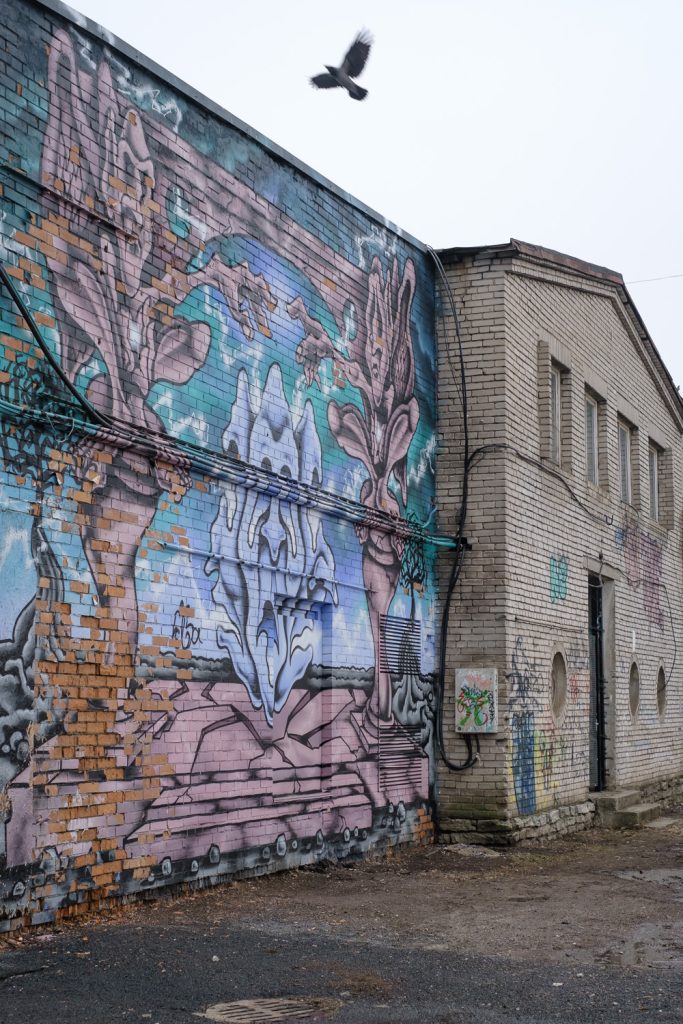 Graffiteja Telliskiven alueella Tallinnassa. Valokuva.